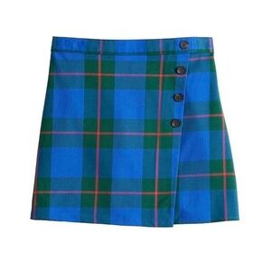 Skater preppy faux wrap mini skirt plaid Y2K streetwear size 15